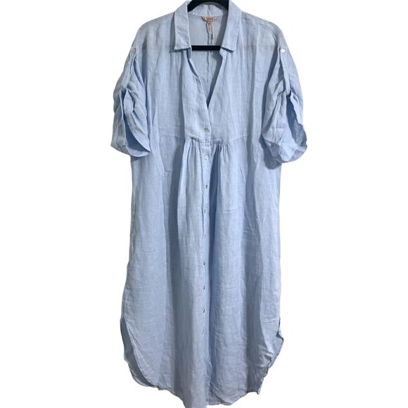 *ESQUALO Long Midi Length Linen Shirt Dress New size 2XL - Picture 2 of 14